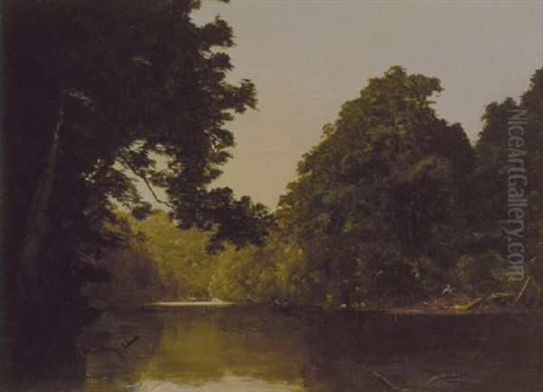 Figure By A Riverbank, Franklin River Oil Painting by James Haughton Forrest