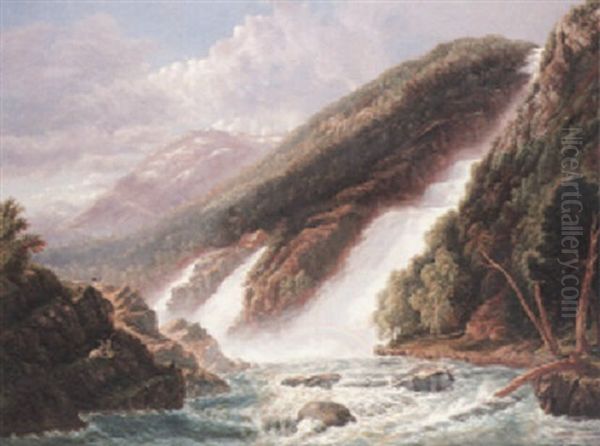 A View Of The Russell Falls, Tasmania Oil Painting by James Haughton Forrest