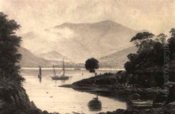 Hobart From Across The Bay With Mount Wellington Beyond by James Haughton Forrest