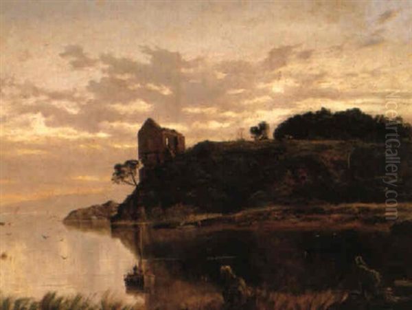 Ruins Of Old Convict House On Settlement Island Macquarie Harbour Oil Painting by James Haughton Forrest