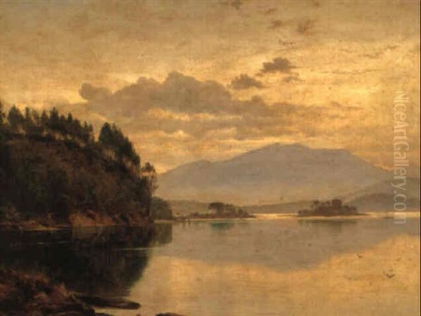 Settlement And Dead Island Showing Mt. Lovell & Macquarie Harbour Oil Painting by James Haughton Forrest