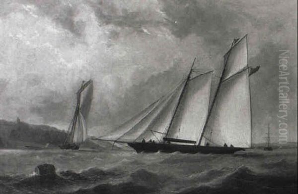 Schooners And Other Shipping Off The Coast Oil Painting by James Haughton Forrest