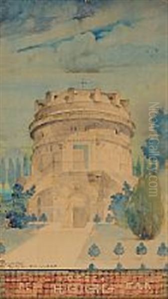 Mausoleum Of Theoderic Outside Ravenna Oil Painting by Carl Johan Forsberg