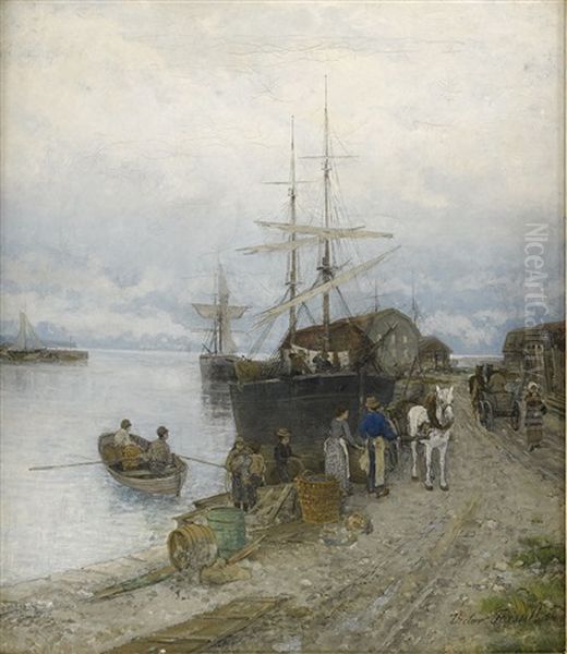 Hamnmotiv, Visby Oil Painting by Victor Forssell