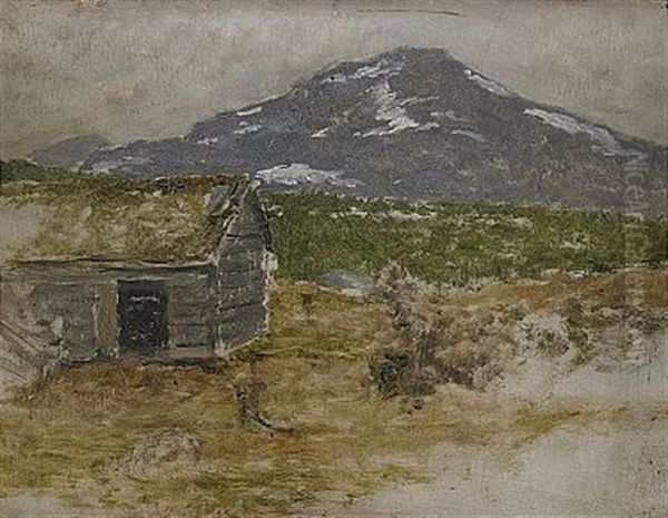 Fjallmotiv Oil Painting by Victor Forssell