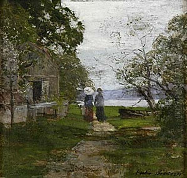 Varpromenad Oil Painting by Victor Forssell