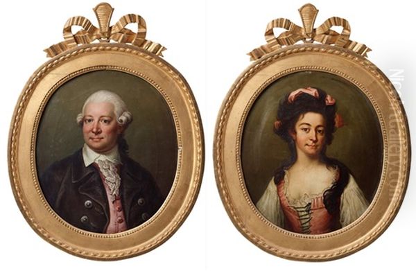 Johan Alstromer (1742-1786) & His Wife Hedvig Chatarina Danckwart-lilliestrom (1762-1837) Oil Painting by Jonas Forsslund