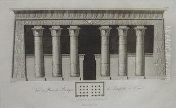 Vue Et Plan Du Portique De Latopolis A Esne Oil Painting by Audinet