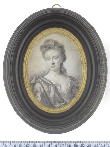 Lady Hudson, Wearing Loose Robes Beneath A Mantle Draped Over Her Right Shoulder, Her Hair Partially Upswept And Falling Behind Her Neck Oil Painting by Thomas Forster