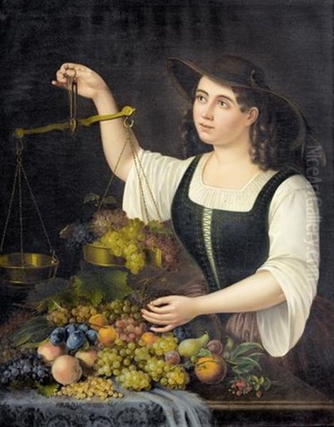 Marktfrau Beim Abwiegen Von Fruchten Oil Painting by George Forster