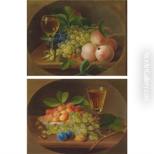 Still Life With Grapes (pair) Oil Painting by George Forster