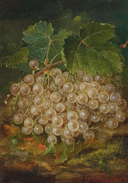 Still Life With White Currants (+ Still Life With Red Currants; Pair) Oil Painting by George Forster