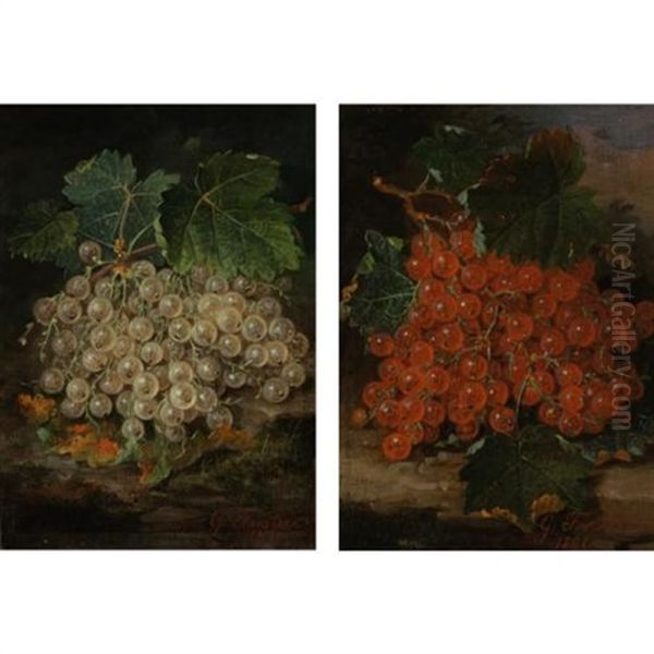 Still Life With Currants (pair) Oil Painting by George Forster