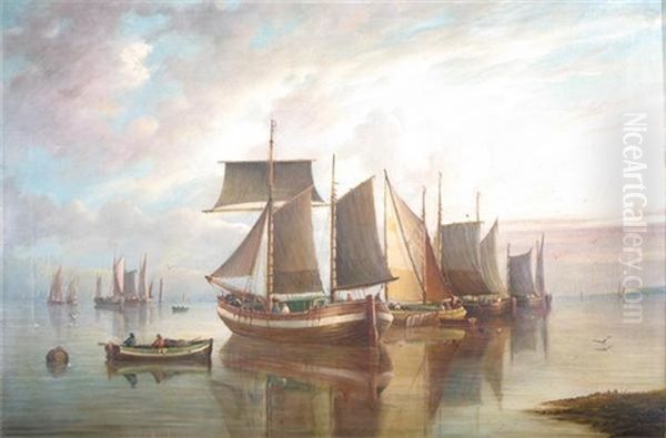 Boats In A Calm Oil Painting by John Dudley Forsyth