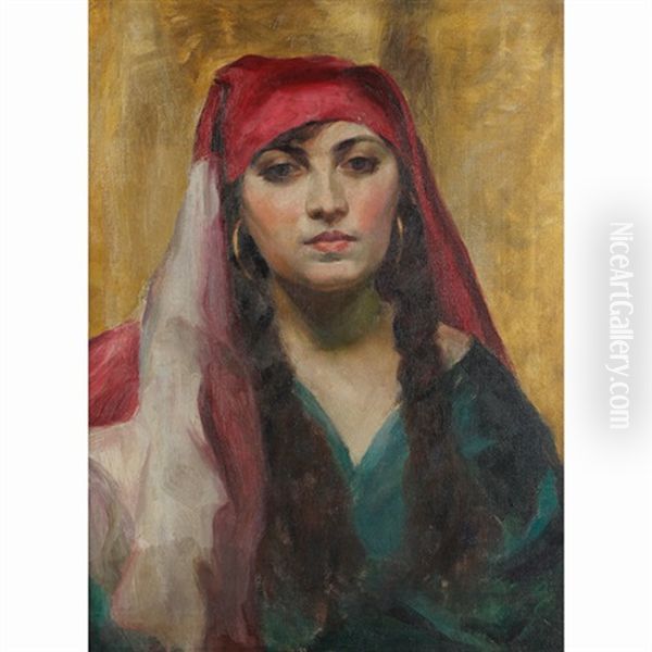 Orientalist Portrait Of A Lady Oil Painting by William Forsyth