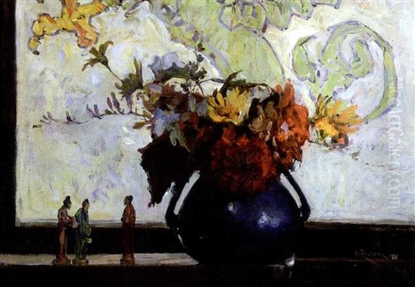 Flowers In Window Oil Painting by William Forsyth