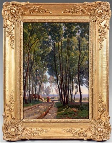 Allee Dans Un Sous-bois Oil Painting by Jean-Antoine-Simeon Fort