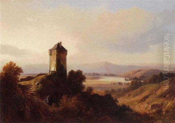 Vieille Tour Dans La Campagne Oil Painting by Jean-Antoine-Simeon Fort