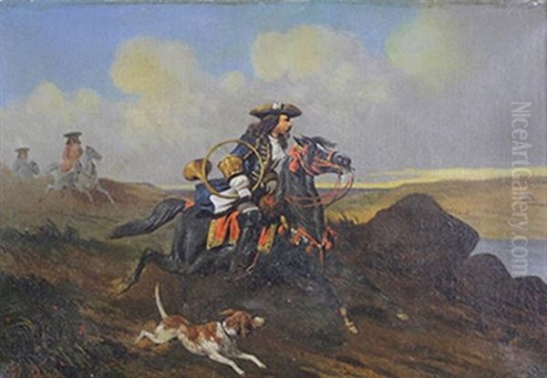 Chasse A Courre Oil Painting by Theodore Fort