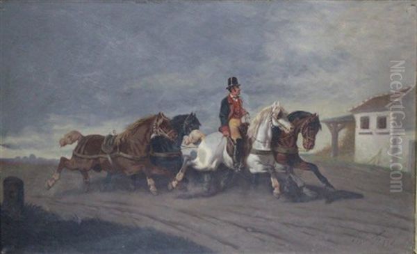 Attelage A Quatre Oil Painting by Theodore Fort