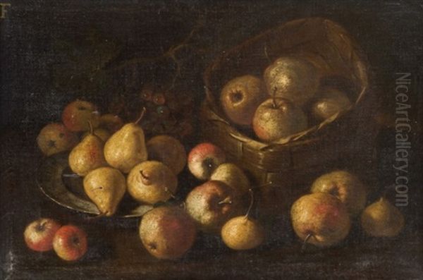 Nature Morte Aux Pommes, Poires Et Raisins Oil Painting by Luca Forte