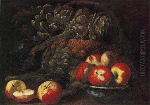 Nature Morte Aux Artichauts Et Aux Pommes by Luca Forte