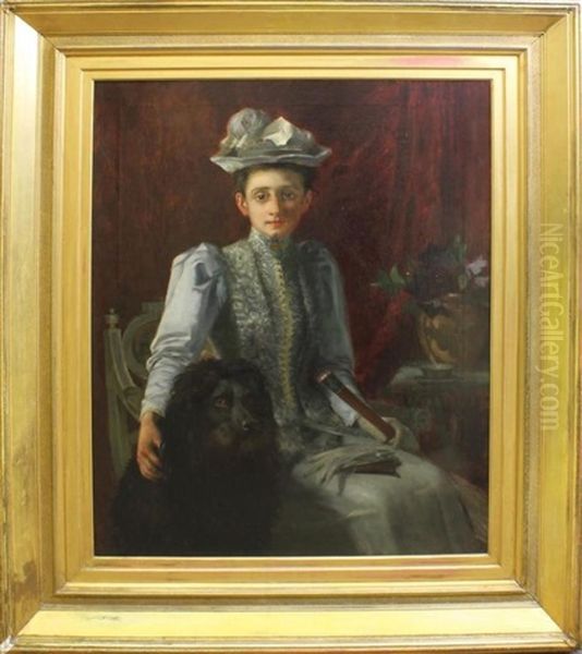 Girl In Blue Oil Painting by William Banks Fortescue