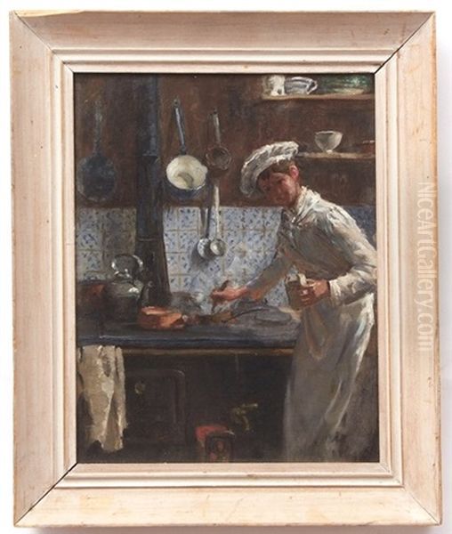 Chef By A Stove Oil Painting by William Banks Fortescue