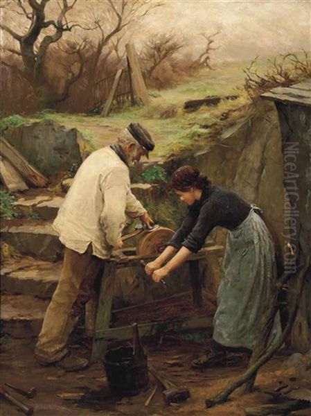 An Axe To Grind Oil Painting by William Banks Fortescue