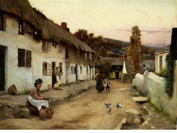 The Village Lane Oil Painting by William Banks Fortescue