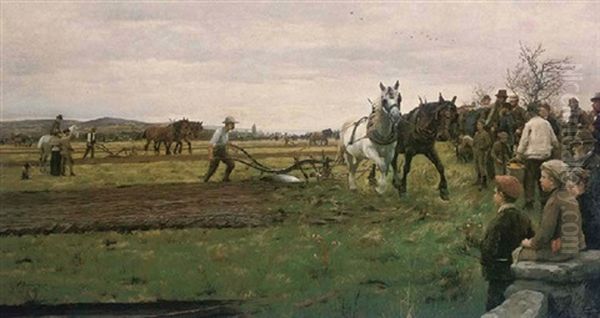 A Ploughing Match, Cornwall Oil Painting by William Banks Fortescue