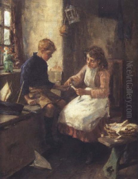 The Cut Finger Oil Painting by William Banks Fortescue