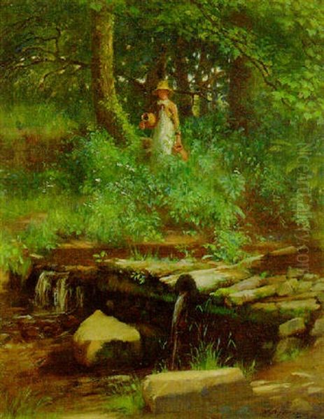 Fetching Water, Lamorna Oil Painting by William Banks Fortescue