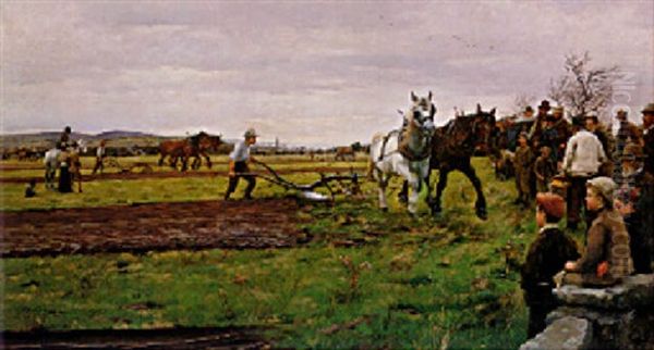 A Ploughing Match, Cornwall Oil Painting by William Banks Fortescue