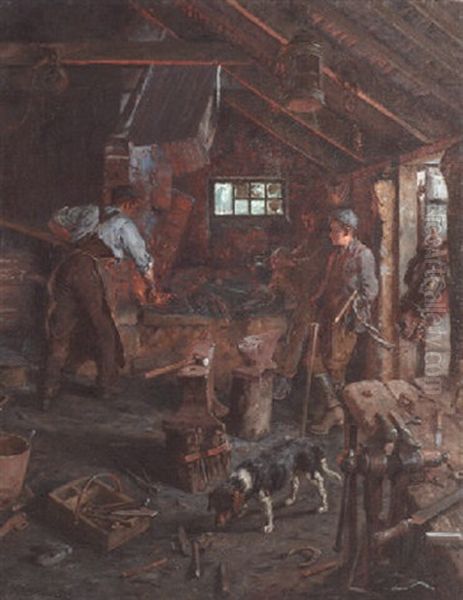 The Village Smithy Oil Painting by William Banks Fortescue