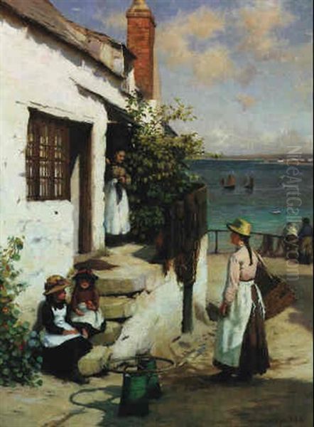 Village Gossip Oil Painting by William Banks Fortescue