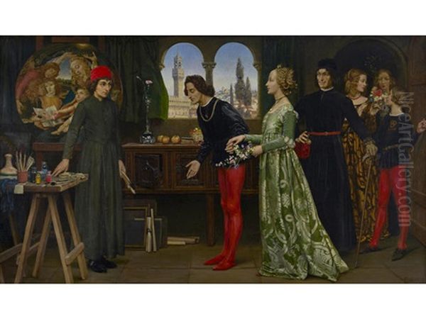 Boticcelli's Studio: The First Visit Of Simonetta Presented By Giulio And Lorenzo De Medici by Eleanor Fortescue-Brickdale