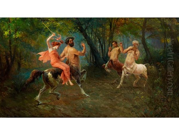 Das Fest Der Zentauren Oil Painting by Ettore Forti