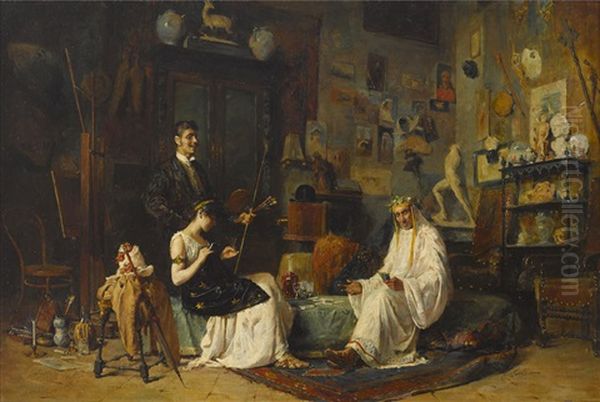 In The Artist's Studio Oil Painting by Ettore Forti