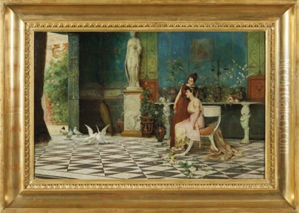 Scena D'interno Pompeiano Oil Painting by Ettore Forti