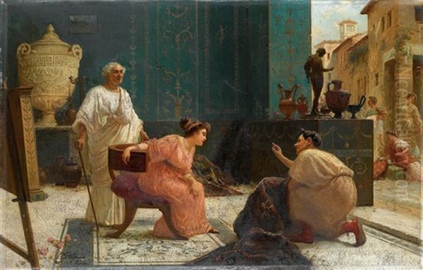 Il Venditore Di Tappeti Oil Painting by Ettore Forti