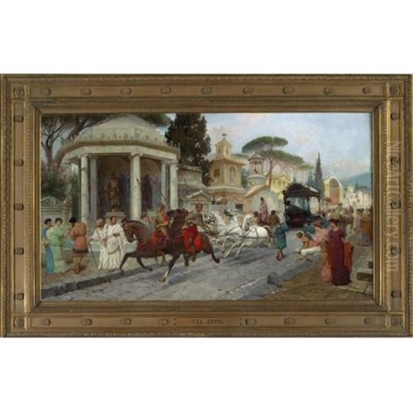 Via Appia Oil Painting by Ettore Forti