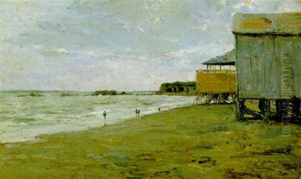 La Spiaggia Di Anzio Oil Painting by Ettore Forti