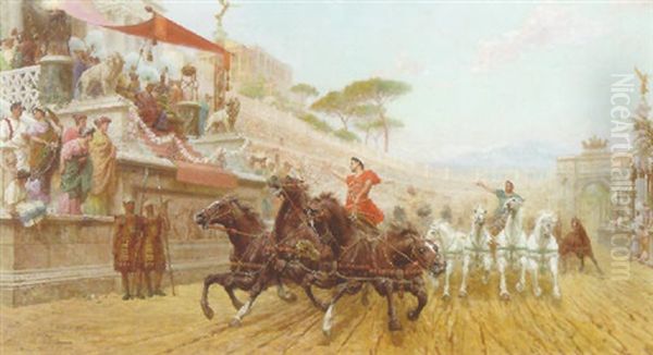 Chariot Races Oil Painting by Ettore Forti