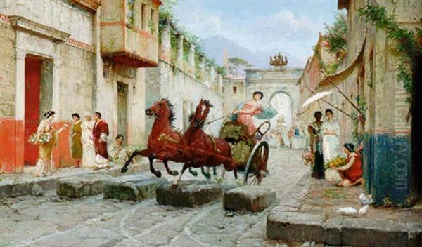 Flirtatious Play, Pompeii Oil Painting by Ettore Forti