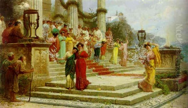 The Festival Oil Painting by Ettore Forti