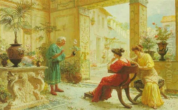 The Flower Seller Oil Painting by Ettore Forti