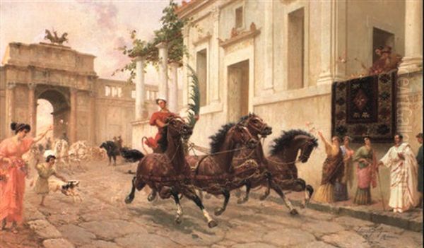 The Chariot Race Oil Painting by Ettore Forti