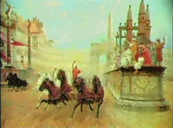 The Chariot Contest Oil Painting by Ettore Forti