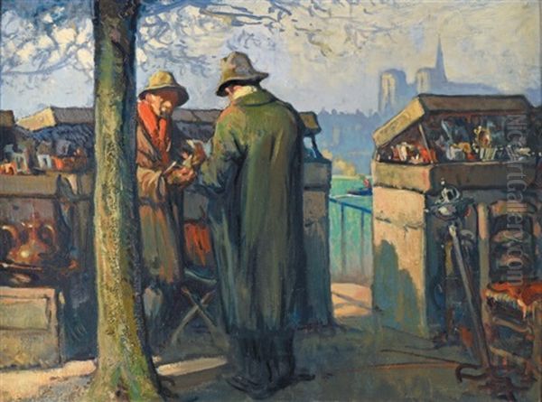 Bouquinistes Sur Les Quais De Seine A Paris by Louis Fortuney